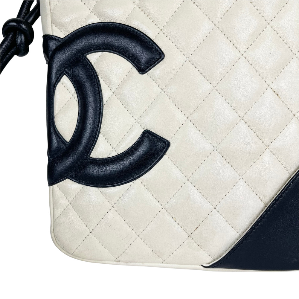 CHANEL Cambon Crossbody Bag Cream White Quilted Leather CC Logo - Picture 8 of 10
